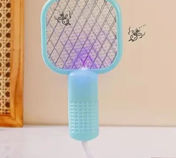 10717 Bug Zapper Racket, USB Rechargeable, Mosquito Swatter with Mesh Grid, Black Handle