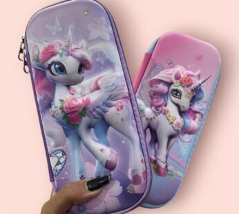 11344 3D Unicorn Cover Large Capacity Pencil Case Compass with Compartments School Supply Organizer for Students Stationery Box Cosmetic Zip Pouch Bag