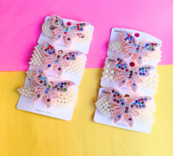 7034 (12pcs ) Saffron Girls hair clip butterfly shaped Hair Clip  (Multicolor)