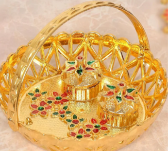 10166  Haldi Kumkum Golden Basket