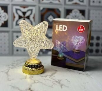 C-128 Crystal Heart / Star Shaped Decorative Light | LED Night Lamp for Bedroom, Living Room & Home Décor