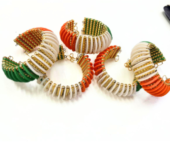 10238 Crystal Metal Stratchable  Tiranga Tricolor Bracelet Adjustable