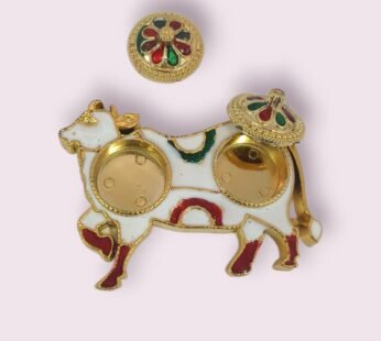 11360 Haldi Kumkum White Cow Holder for Festival items
