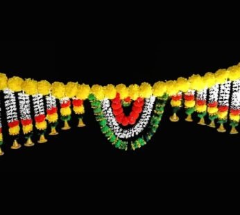 11146 Artificial Flower Big Bell Toran (Green, Yellow and Orange) 4 Feet