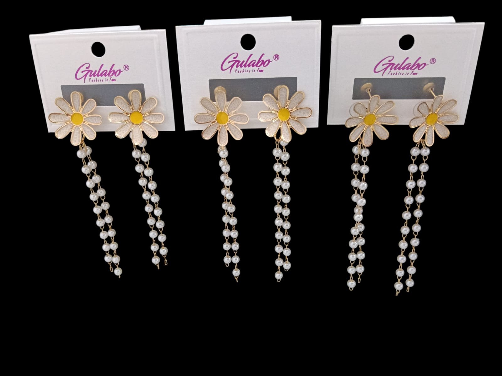 10799 Flower With Small Pearl shape Dangle Earring - Image 2