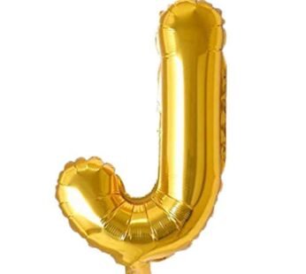 09018 (10 pcs) J Gold Letter Foil Balloon