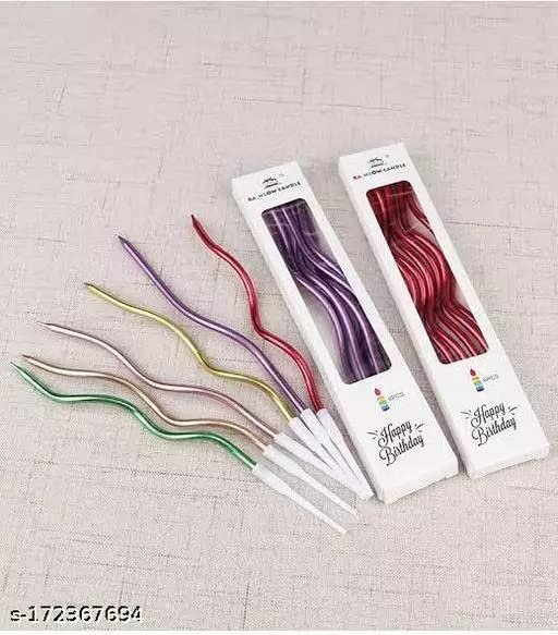 5072 ( 10 pkts) Twisty Birthday Candles Set Metallic Curly - Image 5