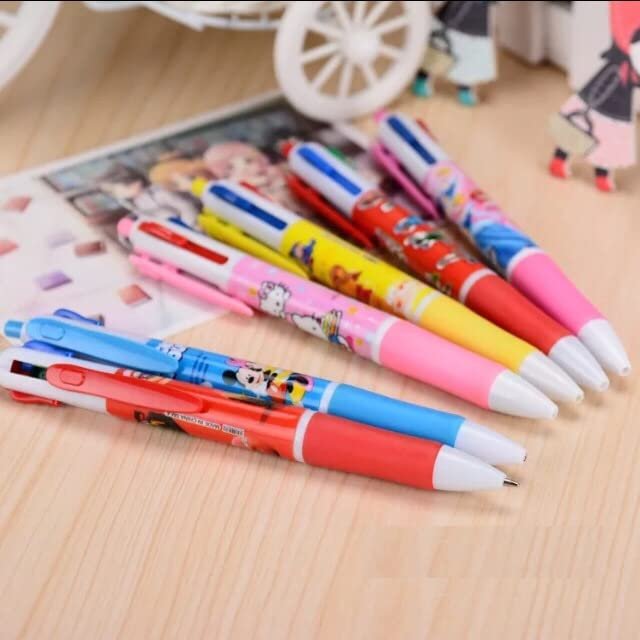 10272 (12 pcs) Cartoon Printed 4 In 1 Ball Pen