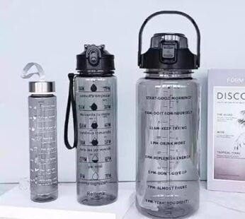 20001   {3 pcs} Transparent Motivational Water Bottles | Time Marker Leak Proof & Break-Proof