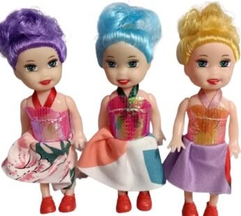 10100 Set of 3 Mini Doll Friends with Multicolour Clothes and Beautiful face Cool Hairstyle