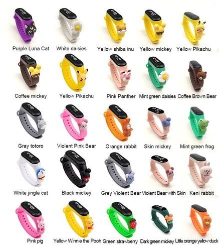 7053 Silicone Smart Digital Creative Design LED Band with Cartoon Bracelet Watch kids - Image 3