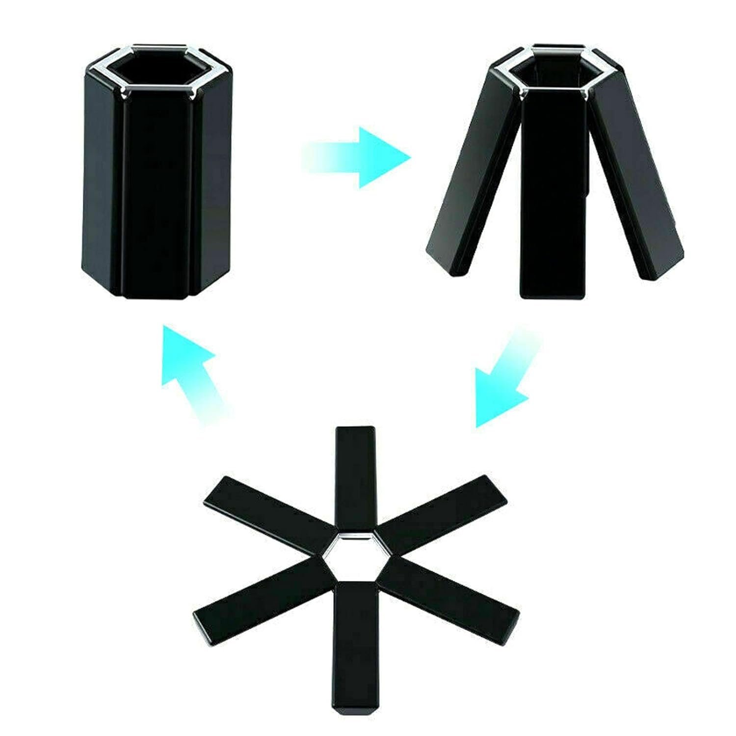 10826 Folding Pot Mat, Foldable Trivets Black Heat Insulating for Dining Room for Pot - Image 5