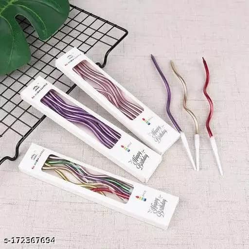 5072 ( 10 pkts) Twisty Birthday Candles Set Metallic Curly