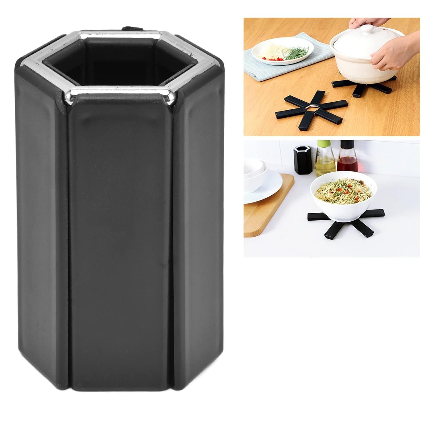 10826 Folding Pot Mat, Foldable Trivets Black Heat Insulating for Dining Room for Pot - Image 3