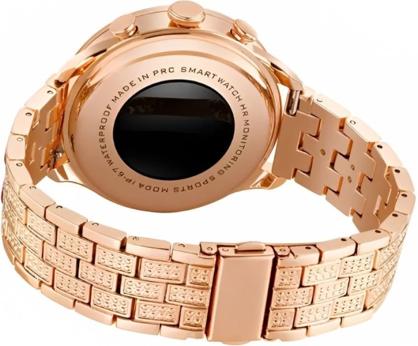 GEN 9 Golden Round Diamond Smartwatch for Women | Ultra Luxury Rose Gold Bracelet Smart Watch Bluetooth Call, Wireless Charge, Fashionable Fitness Tracker-Golden Version - Image 5