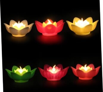 11159 {Pack of 6} Lotus Lantern Night Lamps Decorative Night Lights Lanterns Floating Pool Lights Pool Lotus Lights Floating Flower Lights for Pond Beautiful Lantern Night Flower Light