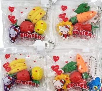 10048 (12 pcs) Fruit Style Eraser Set Stationery for Kids