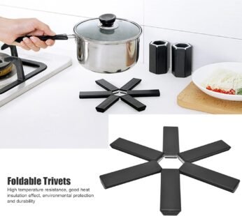 10826 Folding Pot Mat, Foldable Trivets Black Heat Insulating for Dining Room for Pot