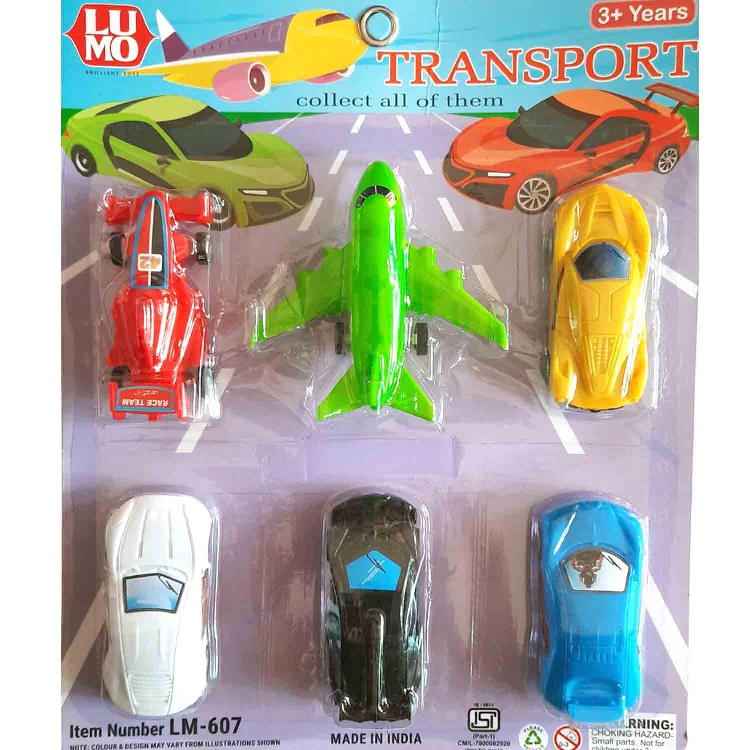 1709 (Pack of 6 Pieces) Transport Vehicles Toy set , Push and Pull Toys - Multicolour