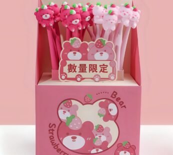 KK-7244 Strawberry Bear Gel Pen – Silicone Gel Pen for Smooth Writing with Cute Topper