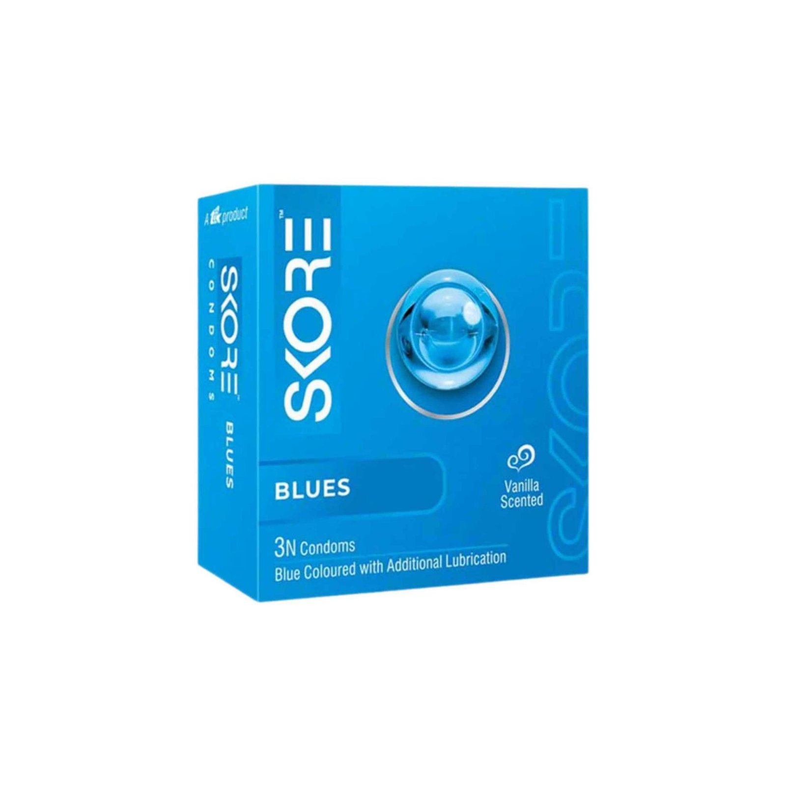 10196 - Skore Condoms 3 Pcs Blues Coloured With Extra Lubrication & Vanilla Scented ( Pack Of 3 ) - Image 2