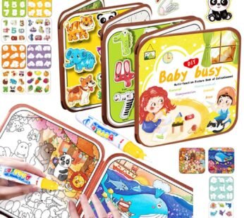 CK-3337 Water Magic Coloring Busy Books with Refillable Pen – 2 in 1 Busy Binder for Toddlers No-Mess Water Reveal Activity Book Set for Kids – Reusable Travel-Friendly