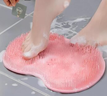 1128 Shower Foot Scrubber, Wall-Mounted Back Scrubber, Silicone Bath Massage Cushion Brush with Suction Cups, Bathroom Wash Foot Mat Exfoliating Dead Skin Foot Brush {Multicolor}