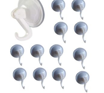 10956 Reusable Glass Vacuum Hook for Glass/Mirror Surface 65 mm Diameter -Jumbo Size Suction Vacuum Hook (White) – Pack of 12 Pcs