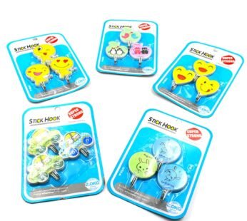 5028 (12 pkts) Self-Adhesive Wall Hooks, Cartoon Theme 3 x 12 pkts =36 hooks 