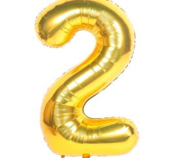 9040 (10 pcs ) Number 2 Foil Gold Foil Balloon