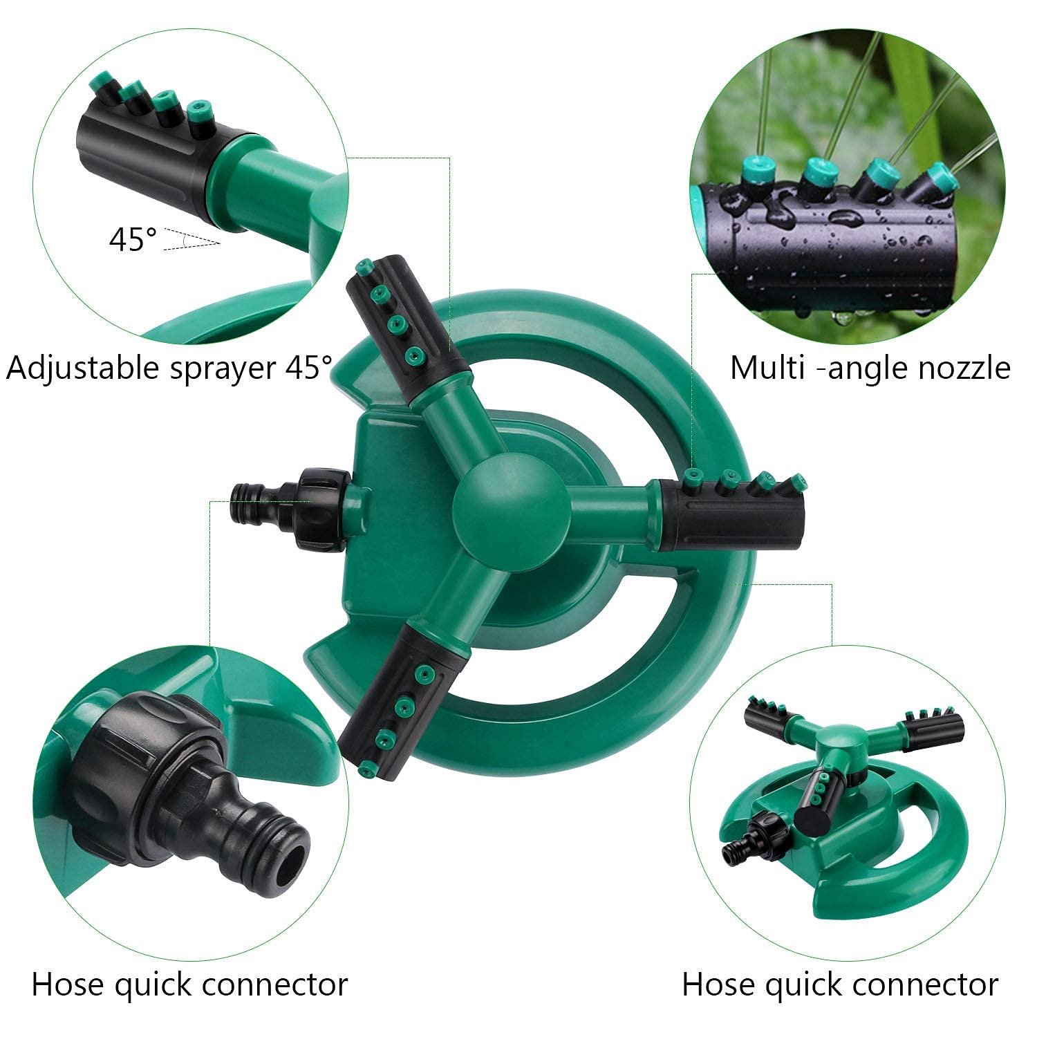 10342 Automatic 360 ° Rotating Adjustable Round 3 Arm Lawn Water Sprinkler for Watering Garden Plants - Image 3