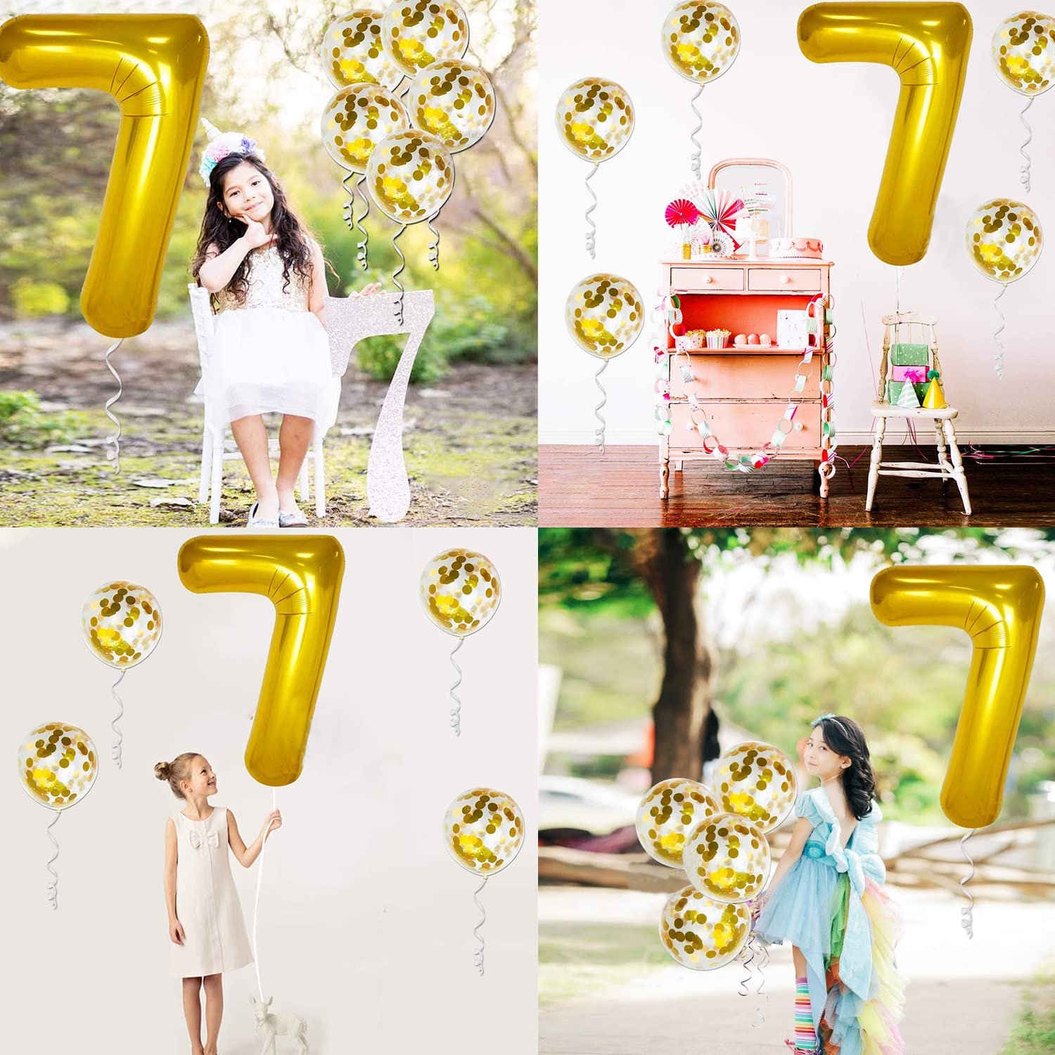 9046 ( 10 pcs) Number 7 Foil Gold Foil Balloon - Image 3