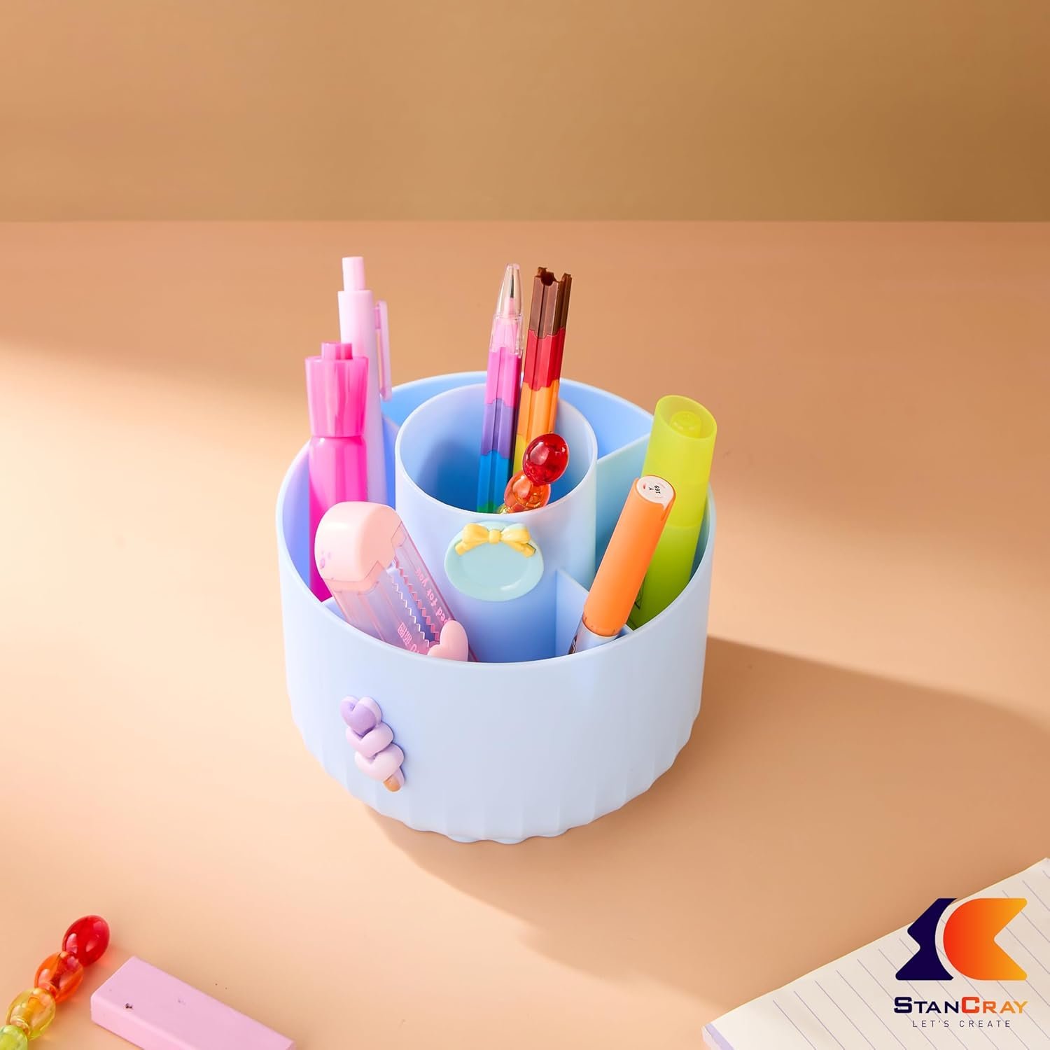MM-8807 Pencil Holders 5 Compartment 360° Rotating Pencil and Makeup Brush Holder {Multicolor}