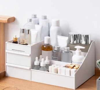 10393 Cosmetic Organizer Box Drawers Storage Plastic Stationary Box | Make Up Organiser for Women (White)