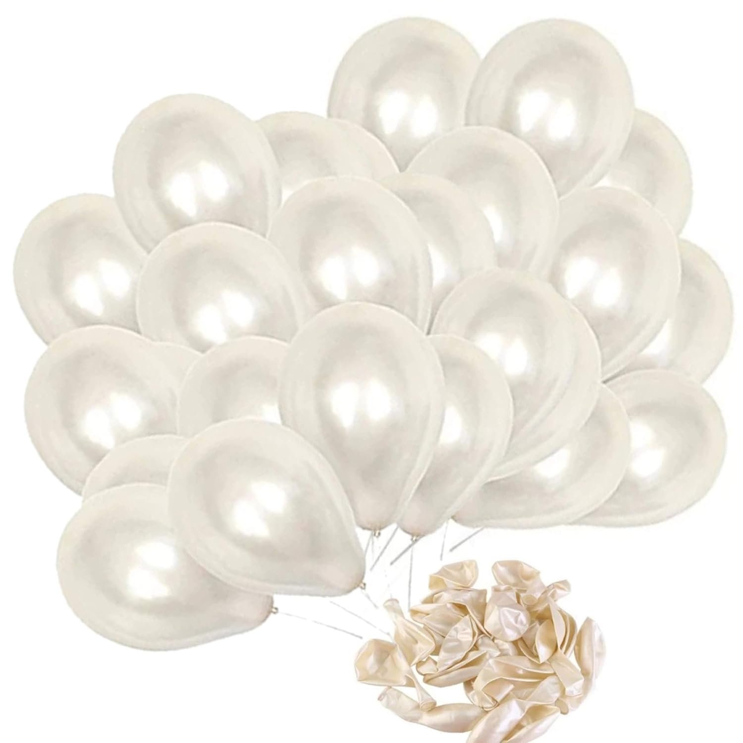2035 (50 Pcs) White Metallic Balloons - Image 2