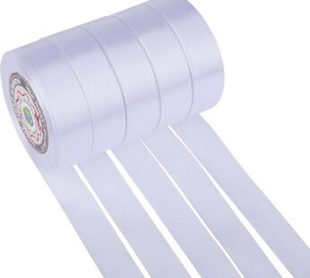 6098 ( 5 pcs ) 1 inchwhitee Satten Ribbon