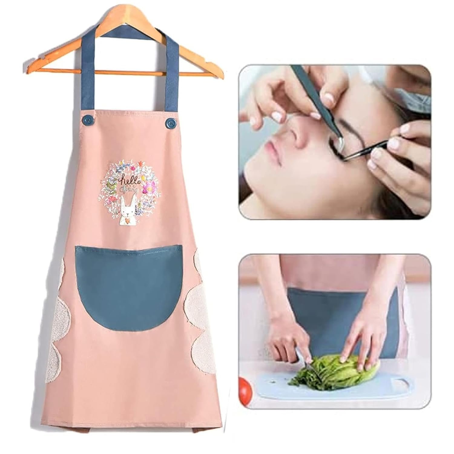 10998 Waterproof Kitchen Apron for Women with Big Front Pocket Hand-Wiping Towel Comfortable Wear-Resistant Chef Apron for Cooking - Image 4