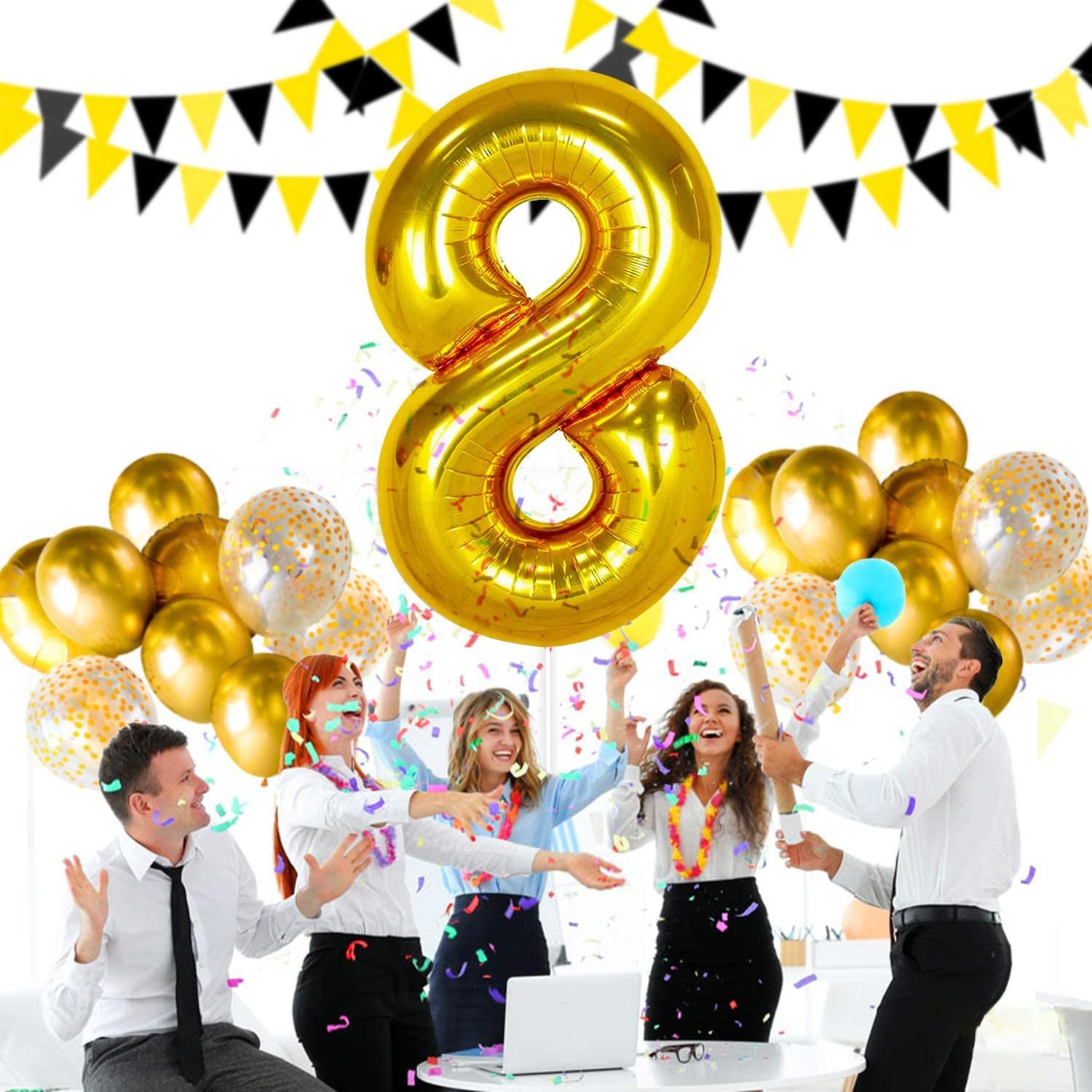 9047 (10pcs) Number 8 Foil Golden Balloon - Image 5