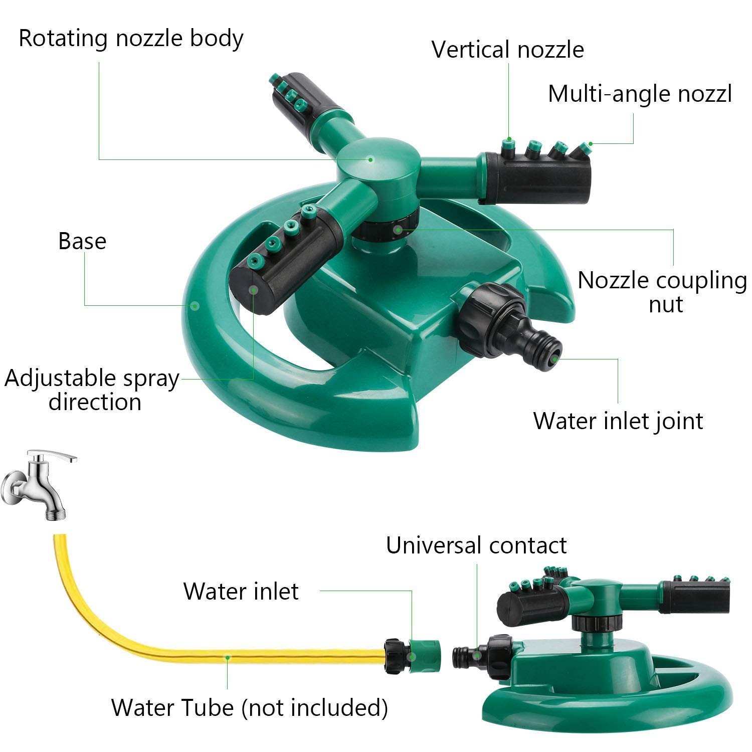 10342 Automatic 360 ° Rotating Adjustable Round 3 Arm Lawn Water Sprinkler for Watering Garden Plants - Image 4