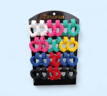 10800 {12 Pair} Acrylic Neon Hollow Out Heart Dangle Earrings for Women {Multicolor}