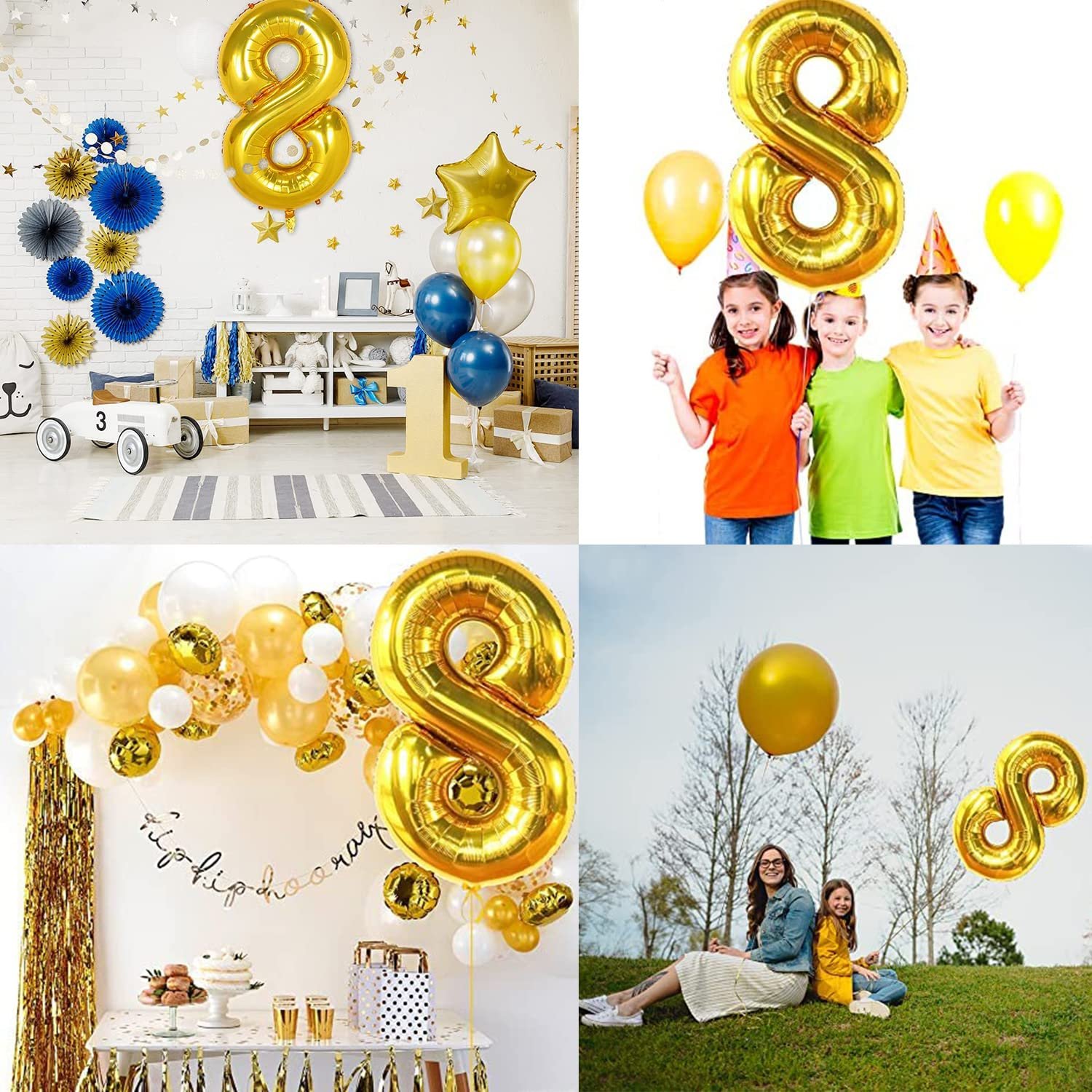 9047 (10pcs) Number 8 Foil Golden Balloon - Image 4