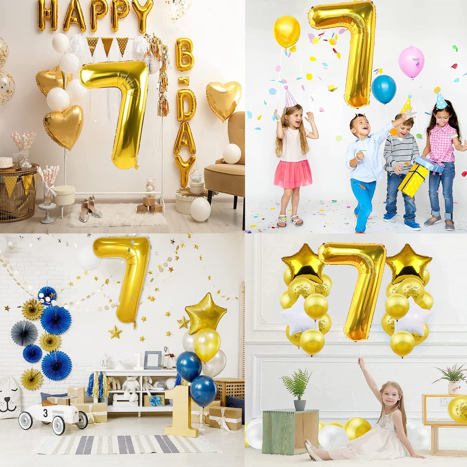 9046 ( 10 pcs) Number 7 Foil Gold Foil Balloon - Image 2