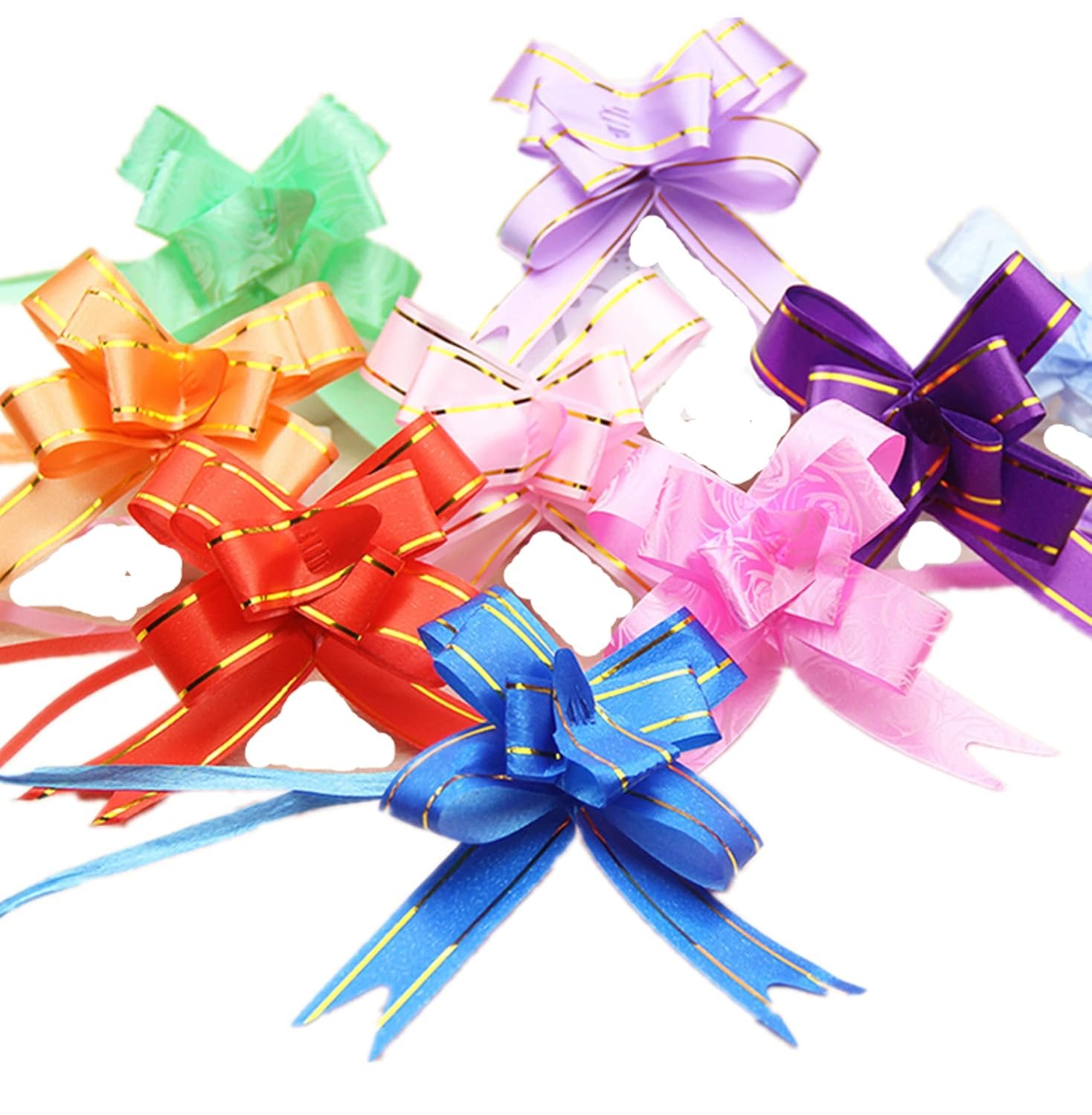 3063 (10 pkt) 100pcs Wrapping Bows, Pull Ribbon 30mm - Image 4