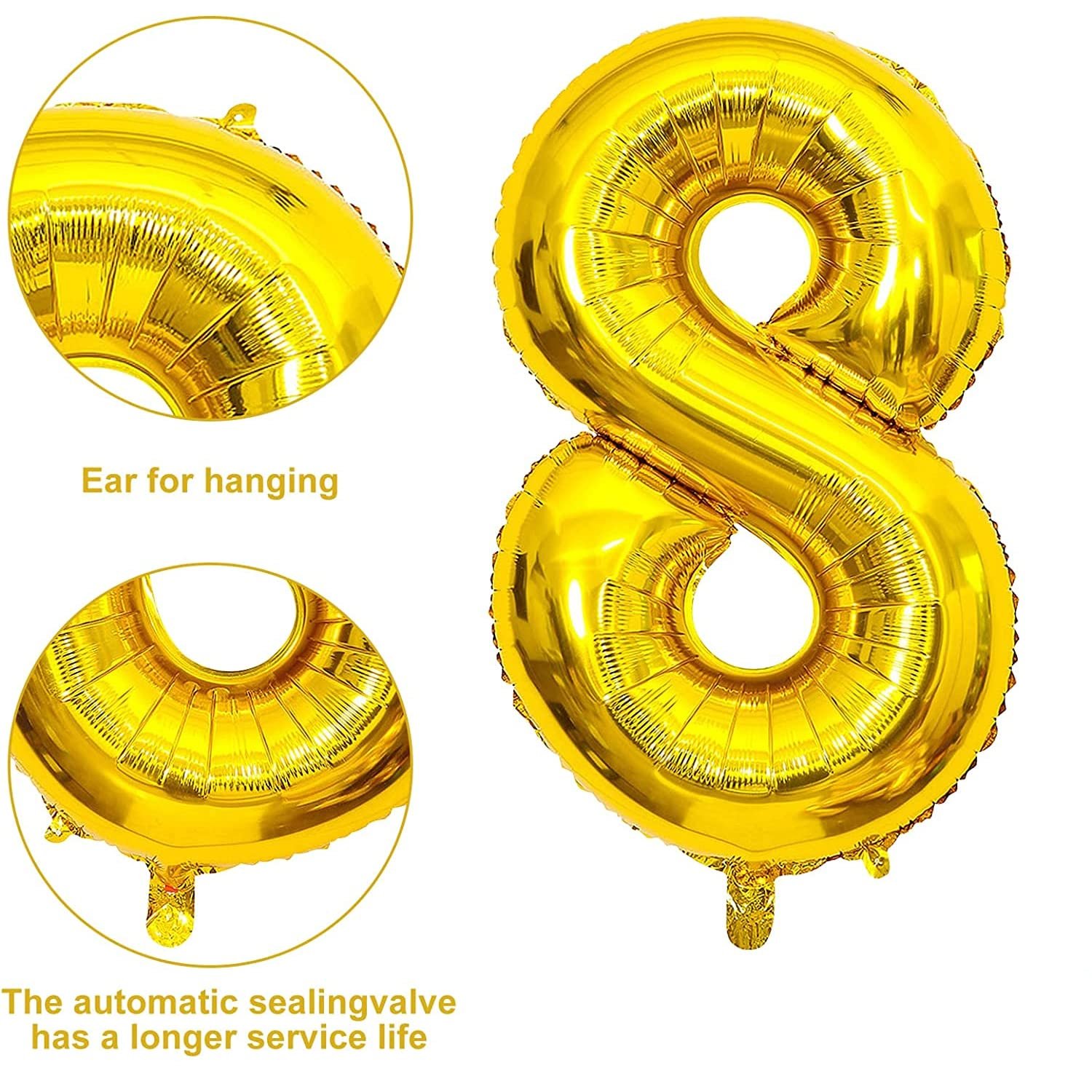 9047 (10pcs) Number 8 Foil Golden Balloon - Image 3