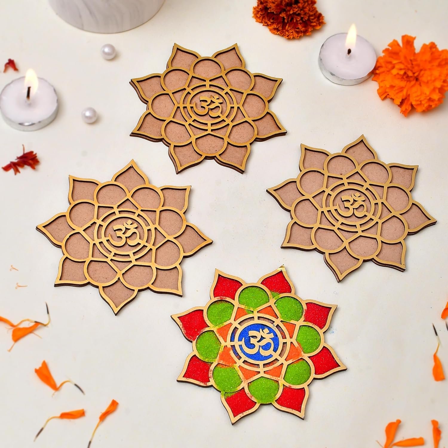 5063 Reusable Wooden Base 12" inch Rangoli Template mat
