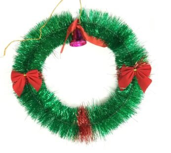7094 Wall Door Hanging Decoration with red Ribbons and Bell for Xmas Party