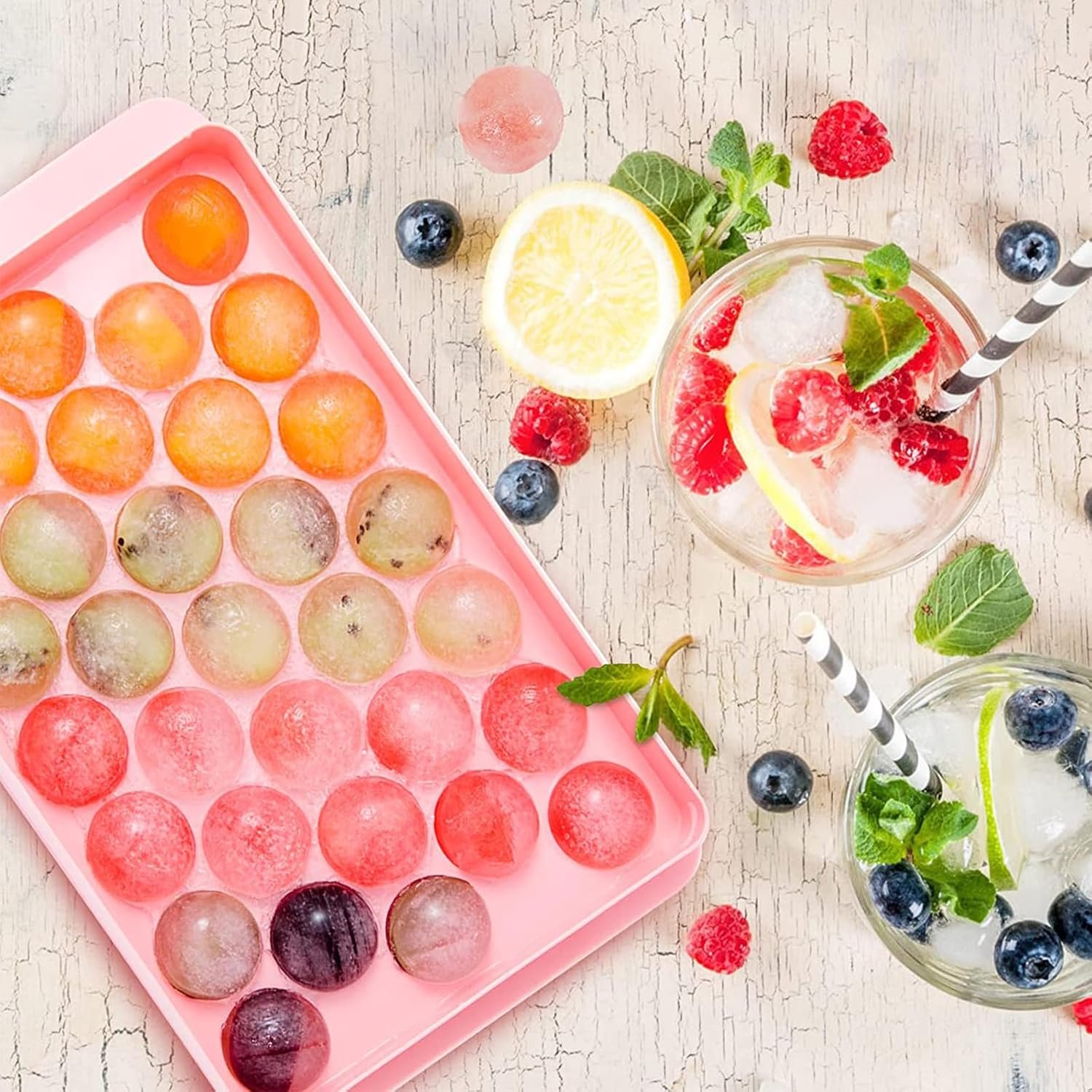 10310 Silicone Ice Cube Trays, Round Silicone Ice Cube Tray with Lid, 33 Compartments Ice Cube Tray for Freezer, Cocktails, Whisky, Tea and Coffee - Image 3