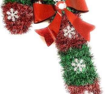 10040 Shiny Tinsel Candy Cane Green and Red Wall Stair Hanging Decor