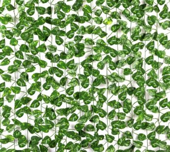 6093 (12 pcs) Artificial Money Plant Ivy Garland, Fake Vine Uv Resistant Leaves Hanging 7 ft.each