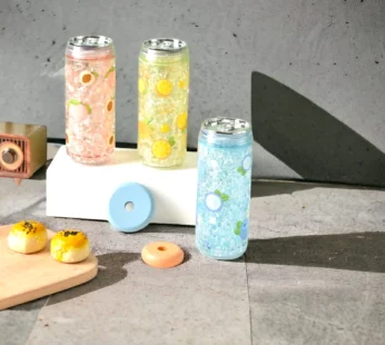 9074 Cute design Double Layer Bottle with Inside Sequence Glitter 240 ml